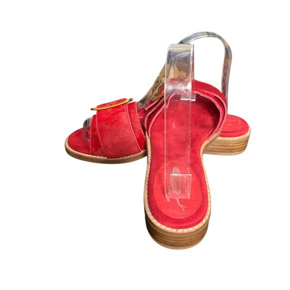Jeffrey Campbell Sandals Womens 7.5 Red Free People Calf Hair Buckle Slide Shoes - Picture 16 of 16